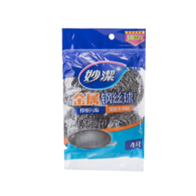 妙洁金属钢丝球4只装+1片金柔百洁布 MHB4